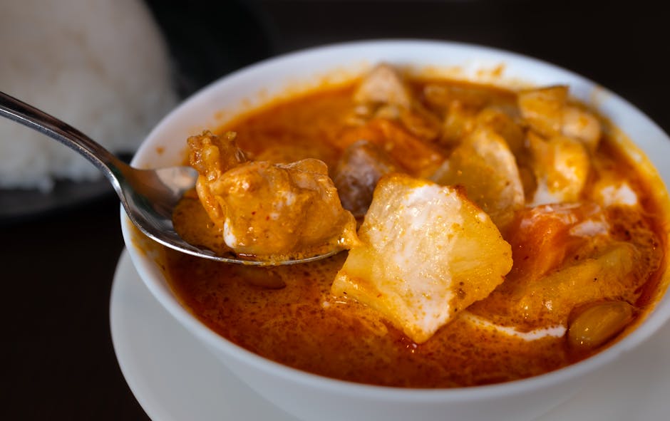 Japanese curry with tender chicken and potatoes in a rich, spicy sauce